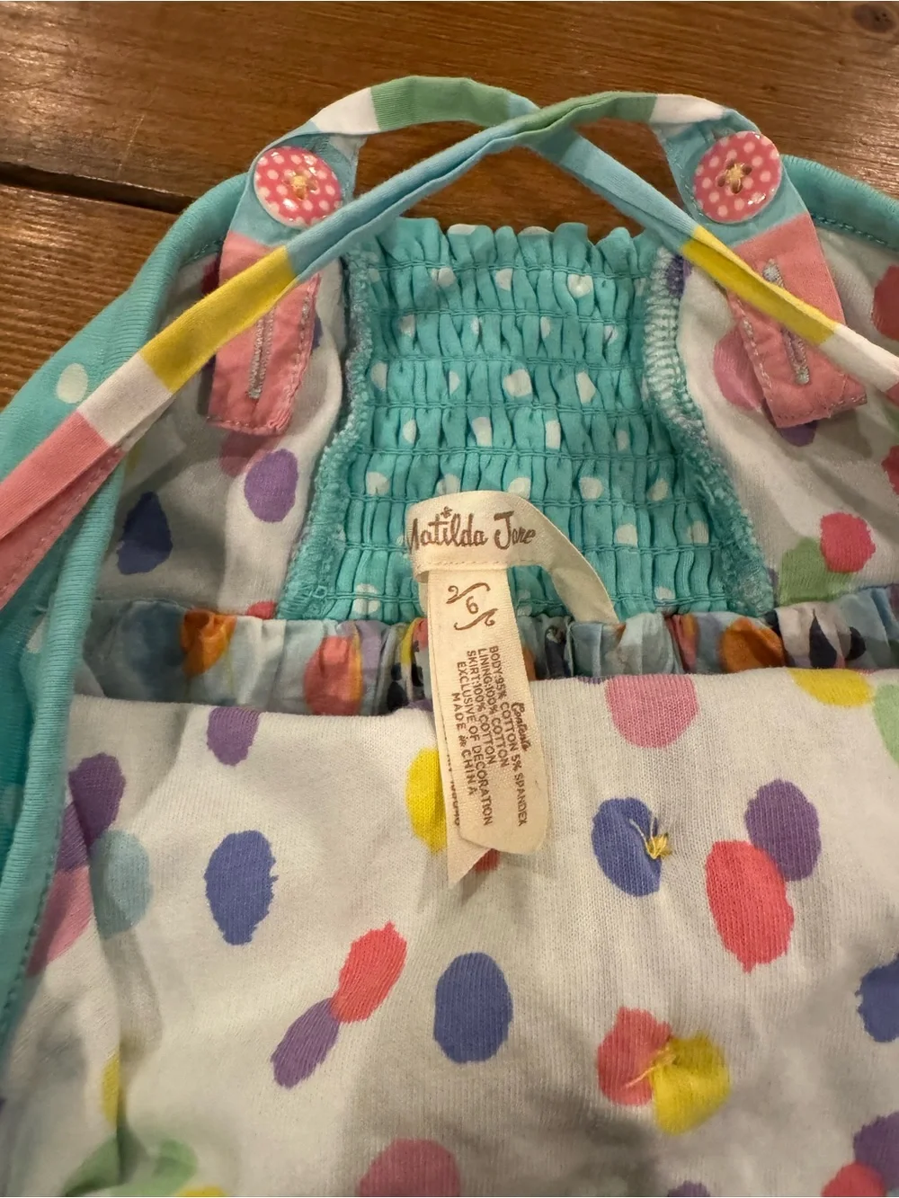 EUC Matilda Jane Girls' Teal & Pink Tiered Party Dress Top